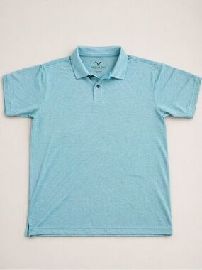 Cypress Club Men's Blue Heathered Polo Shirt L Short Sleeve Casual.